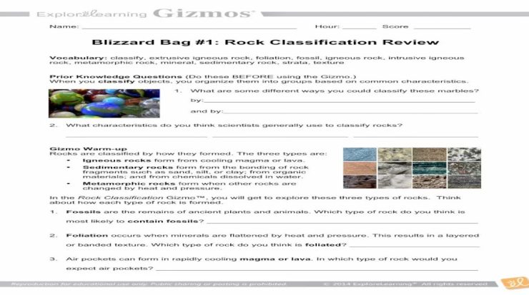 Rock classification gizmo answer key