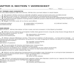 Constitutional principles worksheet answer key