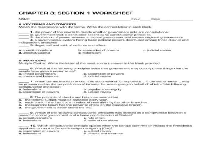 Constitutional principles worksheet answer key